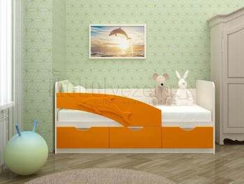 Дельфин-3 Кровать детская 3 ящика без ручек 1.8 Оранжевый глянец в Завьялово - zavyalovo.mebel54.com | фото