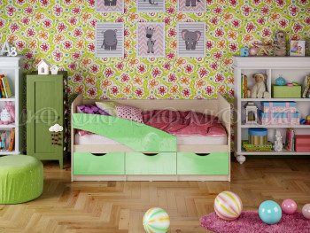 Кровать Бабочки 1,6м (Салатовый металлик) в Завьялово - zavyalovo.mebel54.com | фото