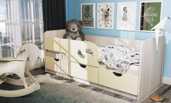 Кровать детская Минима Лего 1,86м с ящиками (дуб атланта/крем) в Завьялово - zavyalovo.mebel54.com | фото