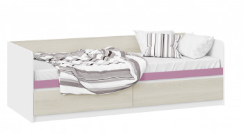 Кровать «Сканди» с 2 ящиками Дуб Гарден/Белый/Лиловый в Завьялово - zavyalovo.mebel54.com | фото