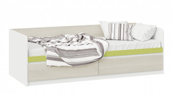 Кровать «Сканди» с 2 ящиками Дуб Гарден/Белый/Зеленый в Завьялово - zavyalovo.mebel54.com | фото