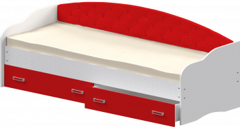 Кровать Софа-7 с мягкой спинкой (800х1900) Белый/Красный в Завьялово - zavyalovo.mebel54.com | фото