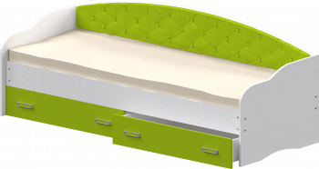 Кровать Софа-8 с мягкой спинкой (900х2000) Белый/Лайм в Завьялово - zavyalovo.mebel54.com | фото