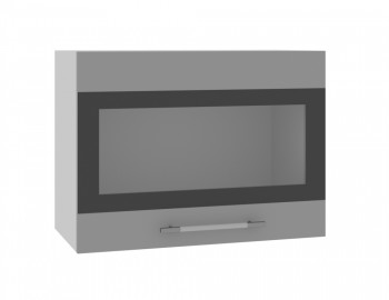 Норд ШВГС 600 Шкаф верхний горизонтальный со стеклом (Софт черный/корпус Белый) в Завьялово - zavyalovo.mebel54.com | фото