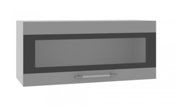 Норд ШВГС 800 Шкаф верхний горизонтальный со стеклом (Софт черный/корпус Белый) в Завьялово - zavyalovo.mebel54.com | фото