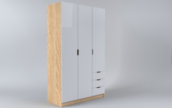 Шкаф 3-х створчатый с ящиками Лофт (Белый/корпус Дуб Сонома) в Завьялово - zavyalovo.mebel54.com | фото