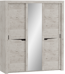 Шкаф трехдверный Соренто с раздвижными дверями Дуб бонифаций/Кофе структурный матовый в Завьялово - zavyalovo.mebel54.com | фото