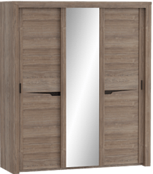 Шкаф трехдверный Соренто с раздвижными дверями Дуб стирлинг/Кофе структурный матовый в Завьялово - zavyalovo.mebel54.com | фото